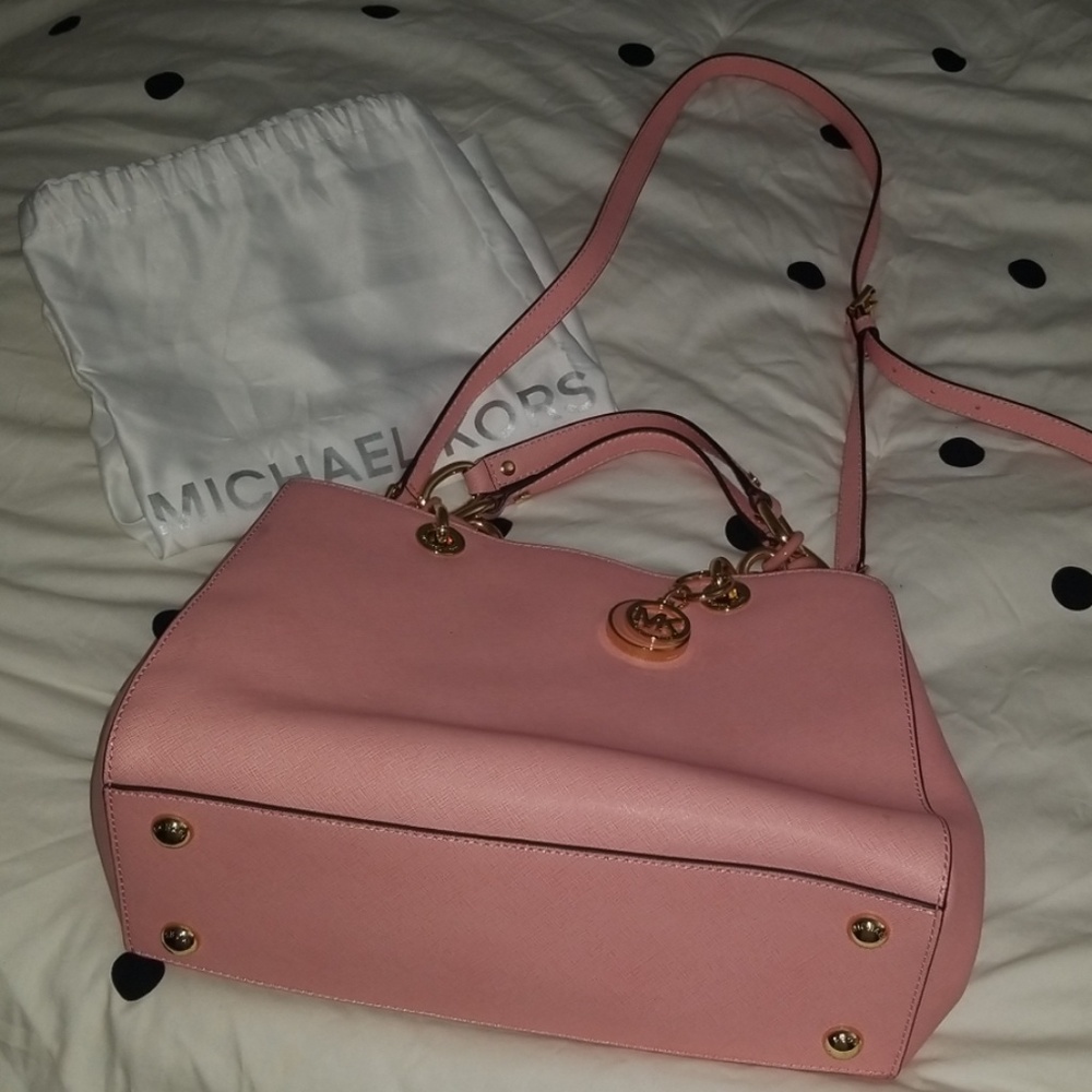 Michael Kors Cynthia Med Leather Satchel